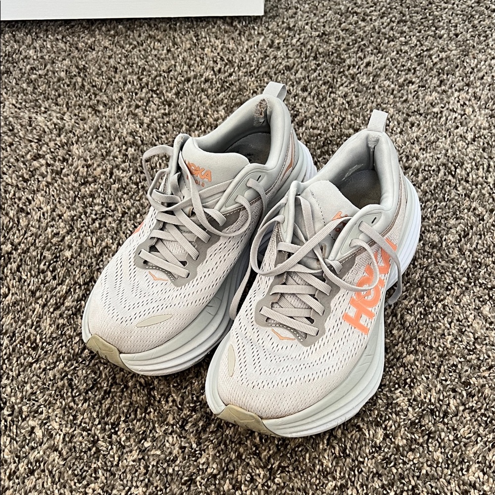 Hoka Women's Athletic Shoes in Gray and Orange